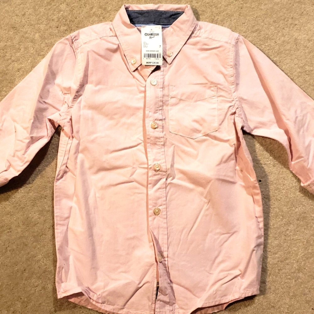New pink boy 3/4 sleeve slim cut shirt